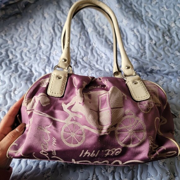 Sold - Coach Purple and Cream Hobo Bag - Picture 3 of 9